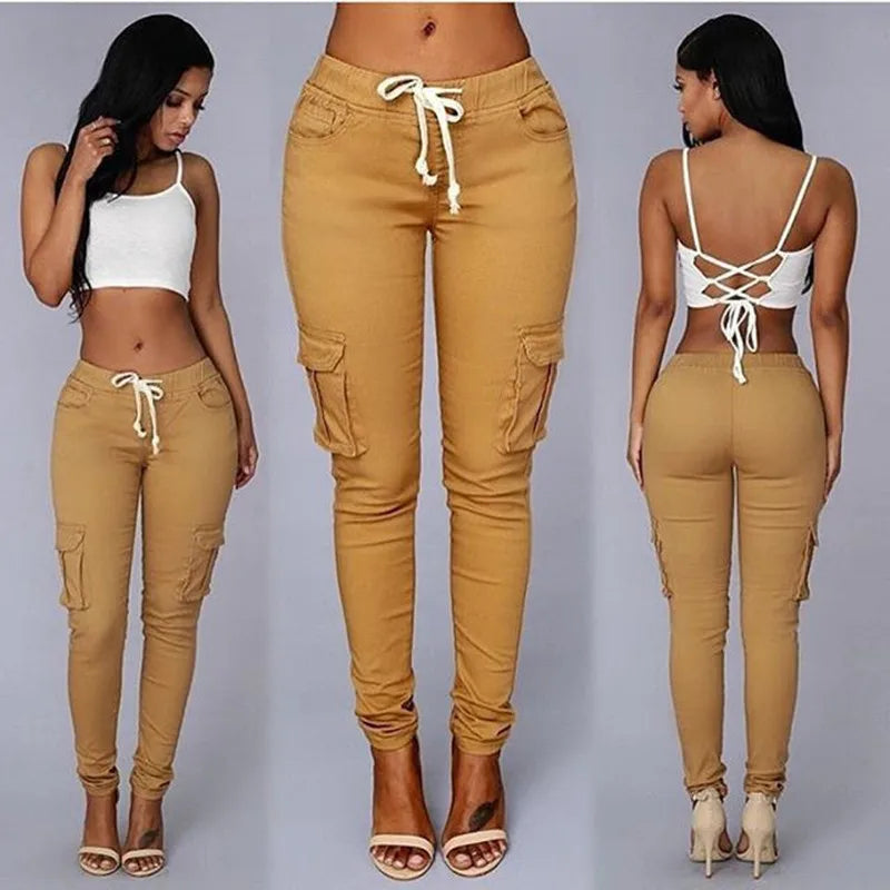 Slim-Fit Bleistifthose für Damen mit Kordelzug & Taschen